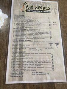 Pho Neches menu